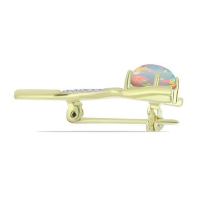 BUY 925 SILVER BROOCH WITH ETHIOPIAN OPAL GEMSTONE GOLD PLATED 